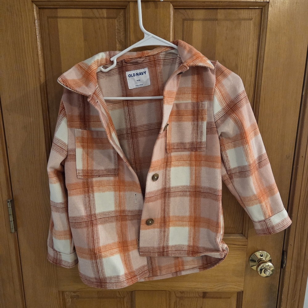 Old Navy Kids Plaid Jacket - Orange and White- NEW WITH TAGS!